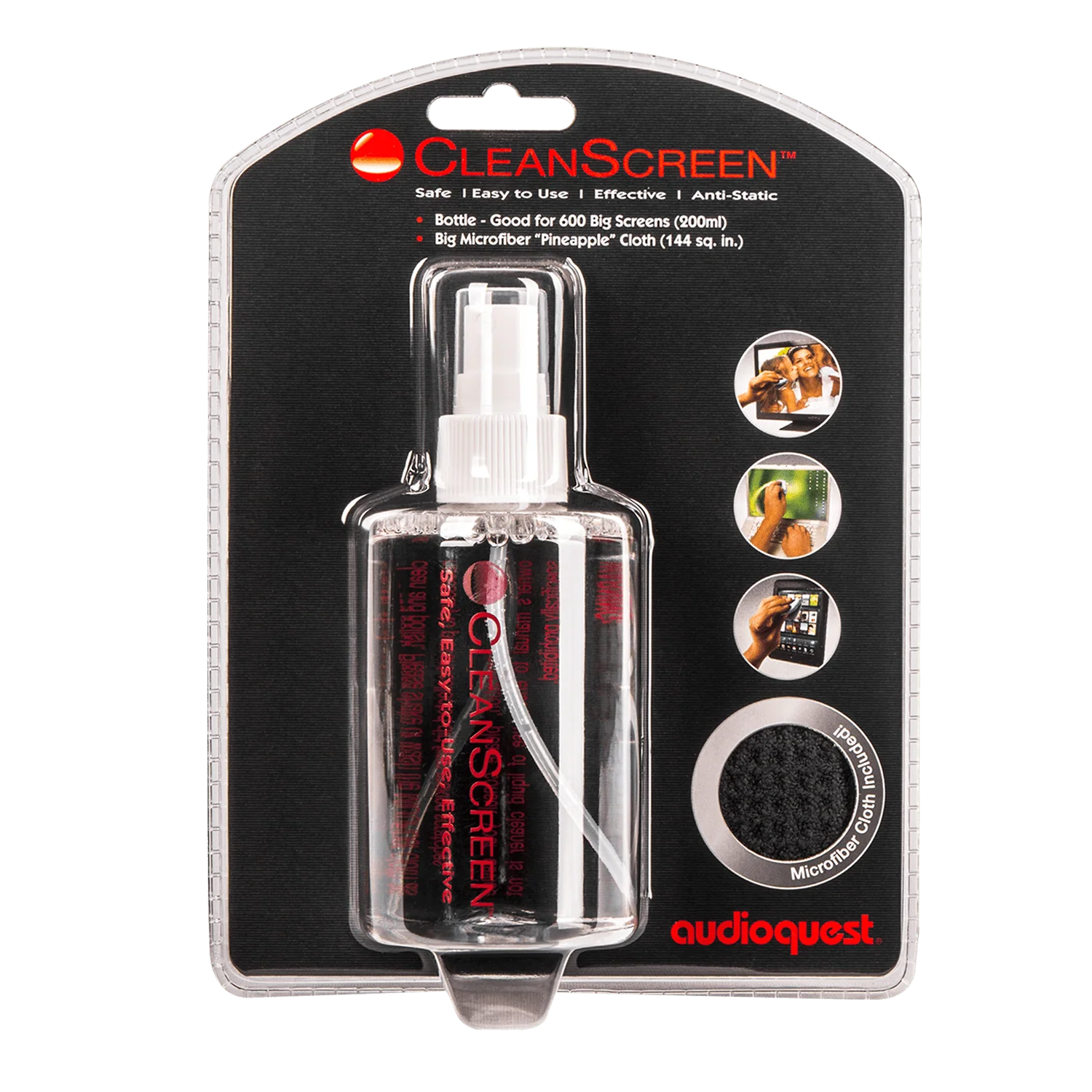 AudioQuest CleanScreen Pack with 6 oz. (200 ml.) Bottle + Microfiber Cleaning Cloth