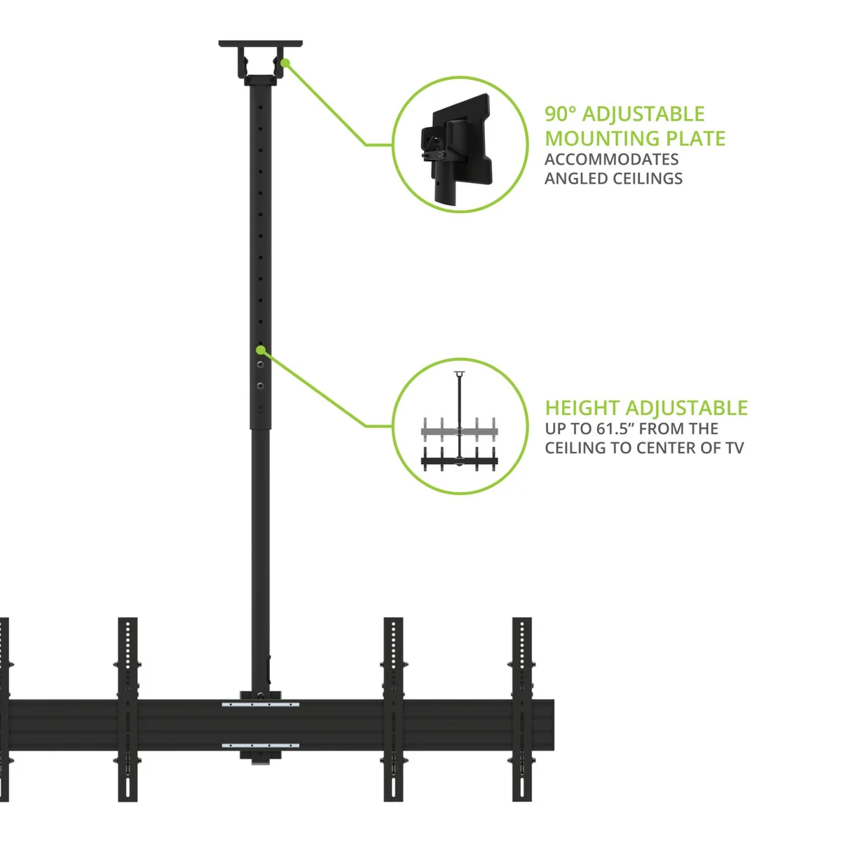 Kanto CM600B4B Back-to-Back Quad Screen TV Ceiling Mount for Four 40” to 45” TVs - Image 17