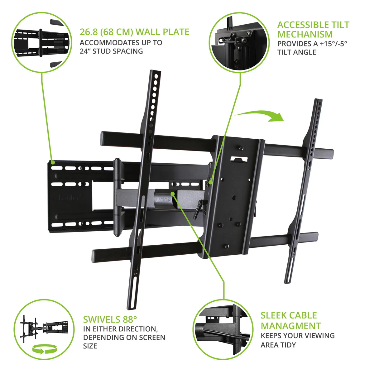 Kanto FMX3C Full Motion TV Wall Mount for 50" - 100" TVs - Image 4