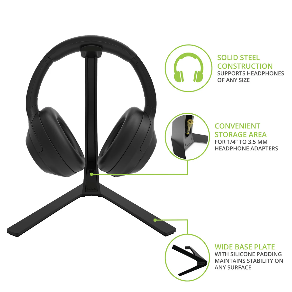 Kanto H3 Universal Desktop Headset Stand with Silicone Padding and Adapter Holder - Image 25