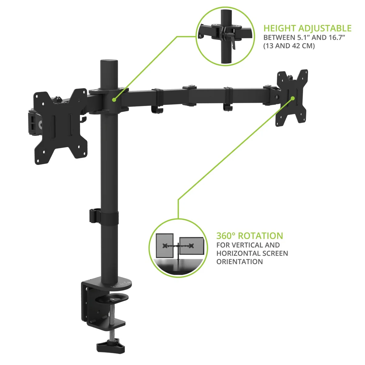 Kanto Height Adjustable Desktop Arm Single Monitor Stand for 17" - 34" Monitors - Image 28