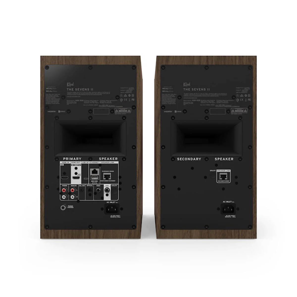 Klipsch OPEN BOX The Sevens II Powered Speakers - Walnut - Pair - A Grade - Image 3
