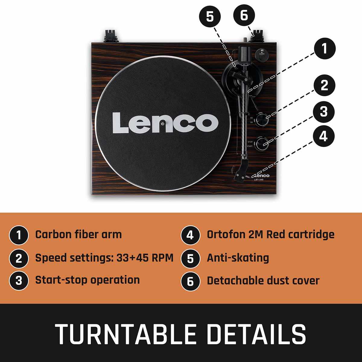 Lenco LBT-345 Bluetooth Turntable w/ Ortofon 2M Red - Image 28