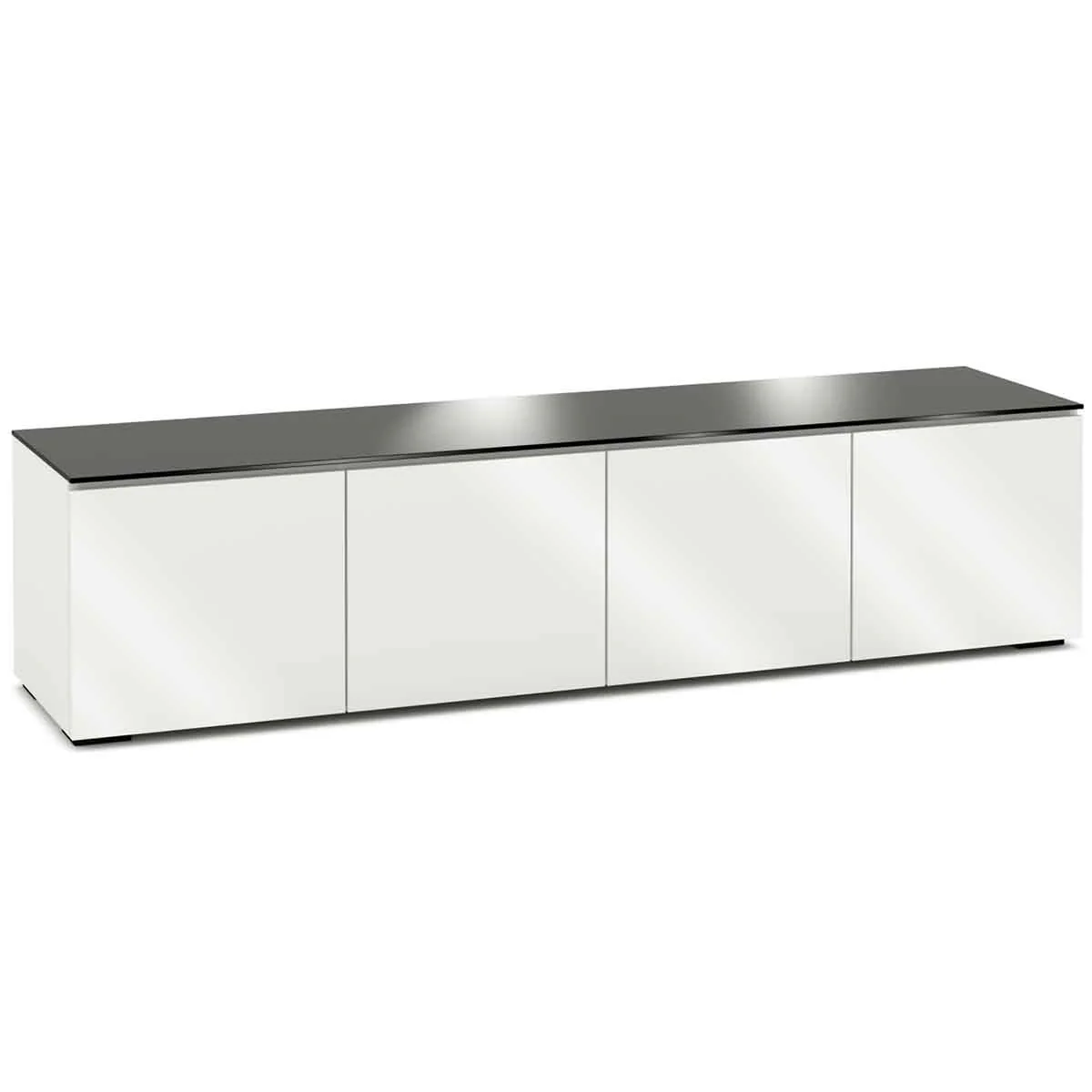 Salamander Designs Miami 247 Quad-Width AV Cabinet- Gloss White / Black Glass